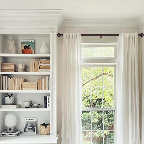 Image of GXOACKJ Curtain Rods for windows 48 to 84-93 inch, 5 /8 inch Decorative Brown Splicing Heavy Duty Metal Curtain Rod set with Brackets