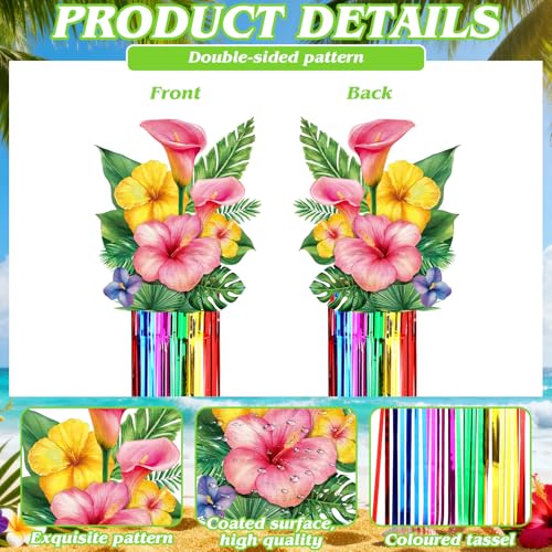 Image of Affrolling 8 Pcs Hawaiian Luau Party Decoration Tropical Flower Hanging Decorations with Tassels for Hawaii Luau Tropical Floral Birthday Party Supplies 3.3 ft Outdoor Summer Door Banner Sign Decor