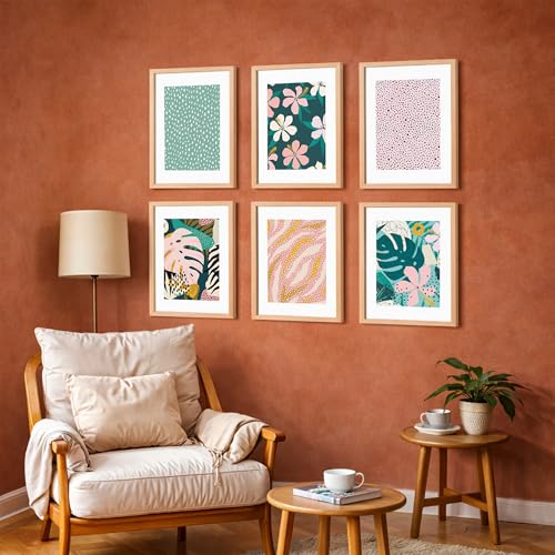 Image of NoWorries Pestal Colors Wall decor Paintings for Painting with frame - Modern art Wall Poster Paintings (Pattern-Minimal art) (Synthetic P.S. Mould Frame) Set of 6 (13x17 inches, art ATTACK-1)
