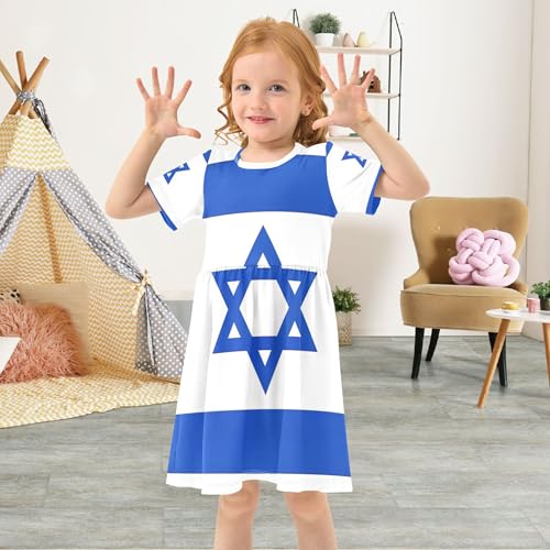 Toddler Girls' Dresses 2t Israel National Flag Summer Outfits Spring Beach Dress Children4