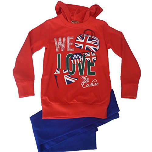 Leggings y sudaderas para niña en rojo y azul talla 8 años