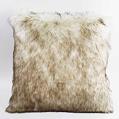 Hola Fiesta A Fluffy Throw Pillow Cover Covered by White and top Brown Long Hair for Couch Sofa Bed Decoration in Bedroom or Livingroom,20 X 20 inch Cushion Cover
