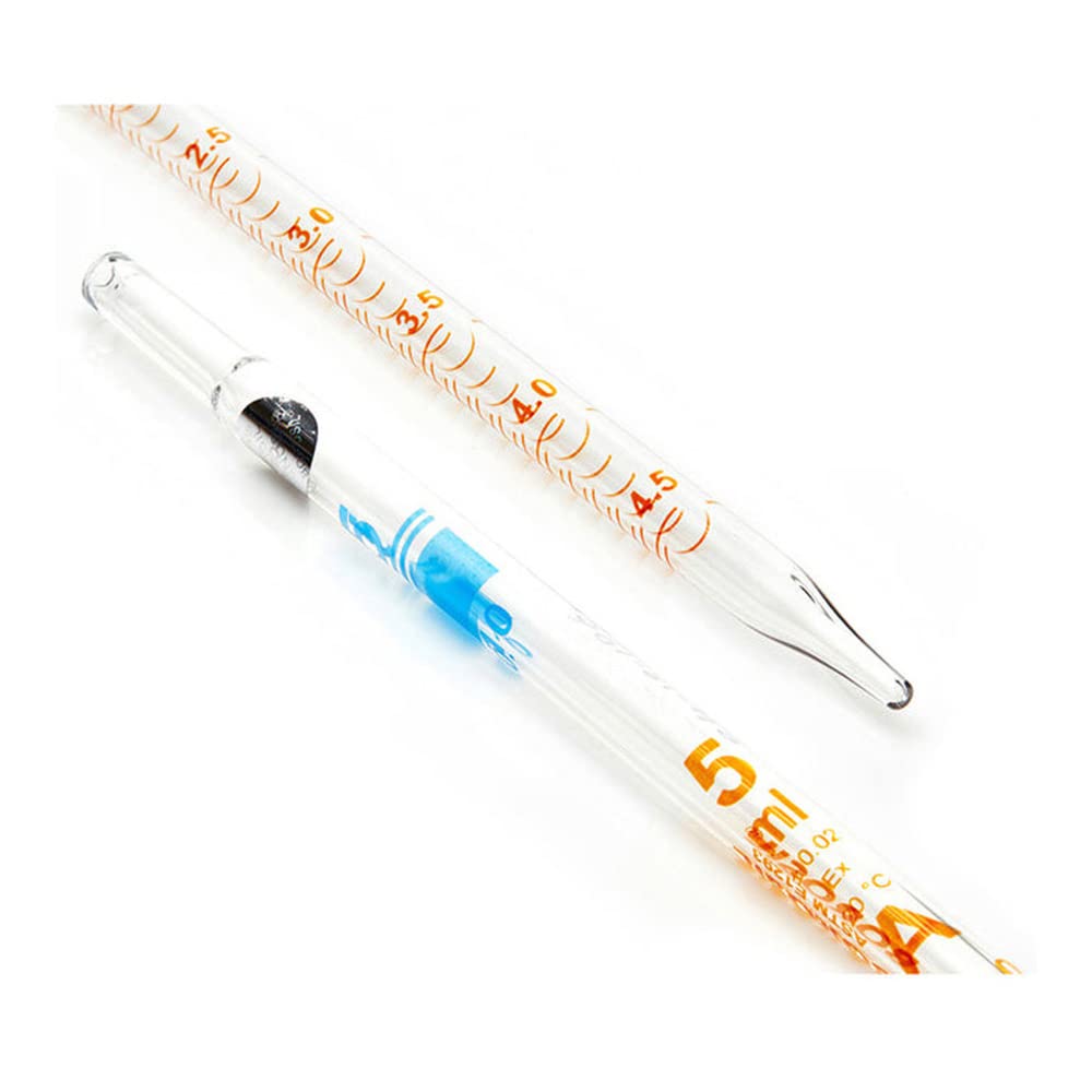 Foxx Life Sciences 7081P55A Borosil Borosilicate Glass 3.3 Class A Graduated Serological Pipette, Clear, 5 ml Capacity (Pack of 10)