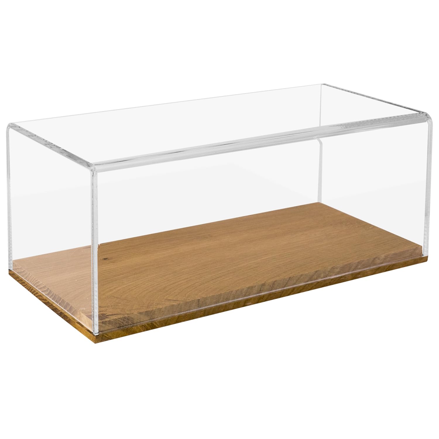 HMF 46874 Vitrine en Acrylique avec Socle en Bois pour modèles de Voitures Miniatures Transparent 34 x 16 x 14 cm