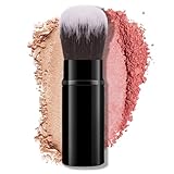AOOTE Brocha Retráctil para Colorete con Cubierta,Brocha Base Maquillaje Fluido Kabuki,Brocha para Colorete Portátil para Contornear,Iluminar,Ocultar y Resaltar