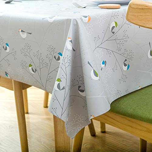 Trudelve Heavy Duty Vinyl Table Cloth For Kitchen Dining Table Wipeable Pvc Tablecloth For Rectangle Table (54'' X 72'', Birds-1) #TOP3