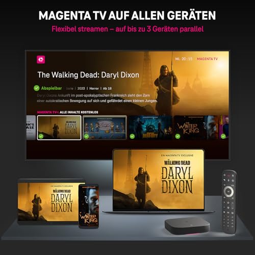 MagentaTV One (2. Generation) | Android TV Box mit WLAN&LAN I MagentaTV mit 150+ HD-Sendern, 4K UHD, HDR, live & zeitversetzt | (Netflix, Disney+, RTL+, DAZN, Wow, Apple TV+) & Google Play Store