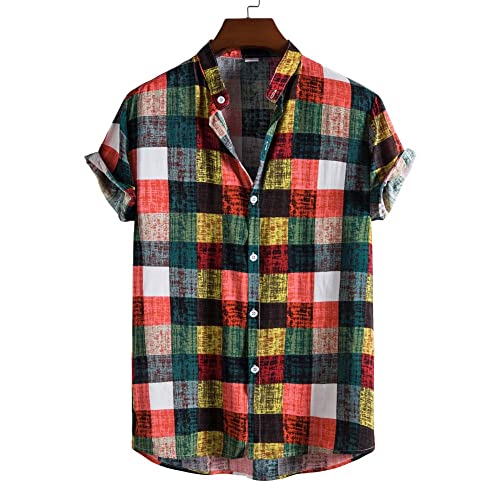 Imprimé tropical rouge sur cette chemise hawaïenne vintage contre la chaleur