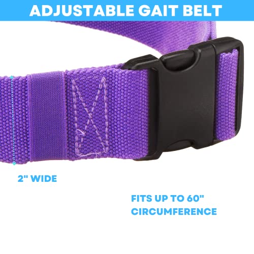 Gait Belt With Plastic Buckle By Liftaid - Transfer And Walking Aid With Belt Loop Holder For Assisting Therapist, Nurse, Home Care - 60"L X 2"W (Purple) #TOP3