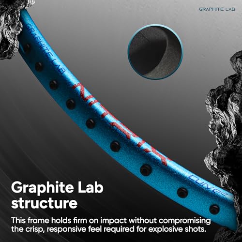 Image of Hundred Nitrix 10 Badminton Racket (Strung) | Carbon Fiber Frame | Head-Heavy Attacking Racket | Flexible Shaft for Powerful Smashes | Max Tension 30 lbs | Full Cover Included
