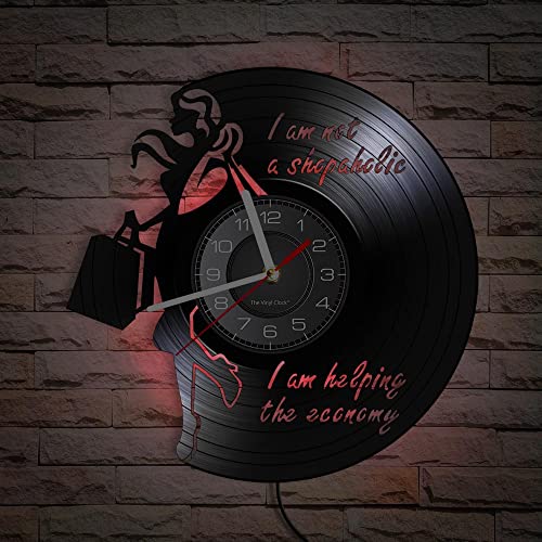 Smotly Reloj de pared de vinilo, reloj de pared creativo con control remoto LED, un reloj de pared...