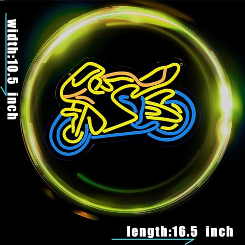 Image of Motorcycle Neon Sign for Bedroom Wall Decor, Automotive LED Neon Light Sign with Dimmable for Man Cave Sports Studio Bar Wall Art, Boy Birthday Gift