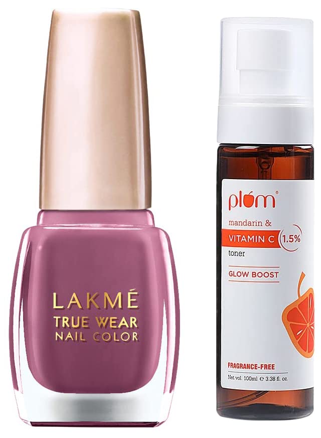 Image of LAKME Insta Semi-Matte Finish Eye Liner, Black, 9ml & True Wear Nail Color, Pinks N238, 9ml