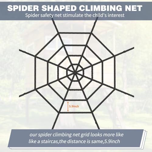 Tongmo Climbing Cargo Net, 5×5ft Spider Climbing Net for Kids, for Playground,Tree House, Backyard, Decoration, Indoor & Outdoor - Thumbnail 4