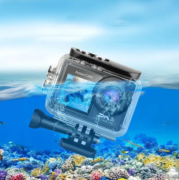 Action Camera con scheda da 64 GB, video 5K Ultra HD, impermeabile, per sport d'avventura e vlogging