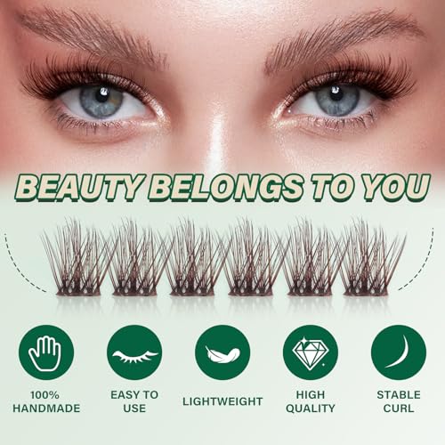 Image of KEYYOU Brown Lash Clusters Light Wispy D Curl Individual Lashes 8-18mm MIX