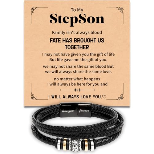 Quilnex To My Stepson �u���X���b�g Stepdad & Stepmom����̃M�t�g�A�N���X�}�X/�E�F�f�B���O/�a����/���Ǝ��M�t�g�Ƀ��U�[�u���X���b�g, One Size, ���U�[, �W�F���X�g�[���Ȃ�