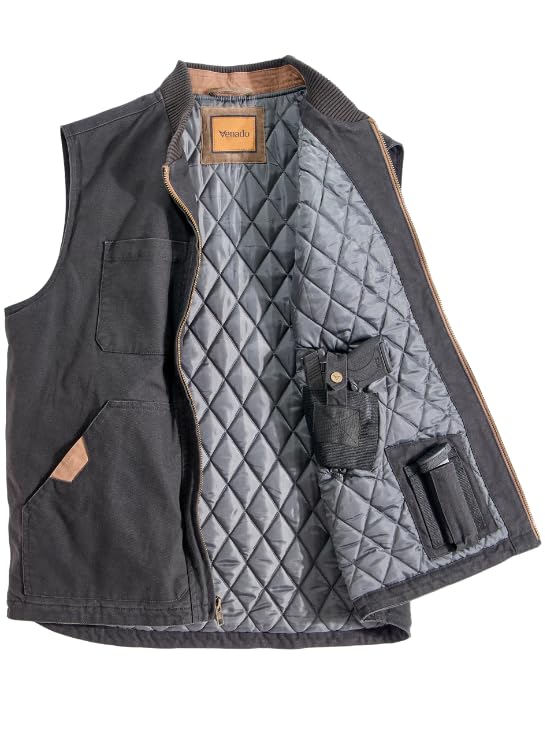 Venado Concealed Carry Vest for Men - Built-in Left and Right Handed Pockets (Black, X-Large)