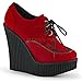 Demonia creeper-302 señoras rojo 5 1/4 "(13.25 cm) cuña plataforma gancho LACE-up Front – Creeper W/Interwoven delantal y detalle de tuberías, color Rojo, talla 39