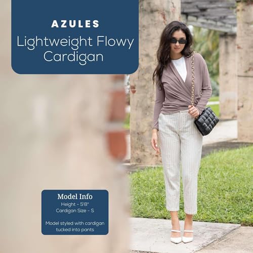 Image of Azules Long Sleeve Womens Cardigan, Thin Flowy Rayon Sweater Lightweight Cardigan for Casual or Dressy Outfits