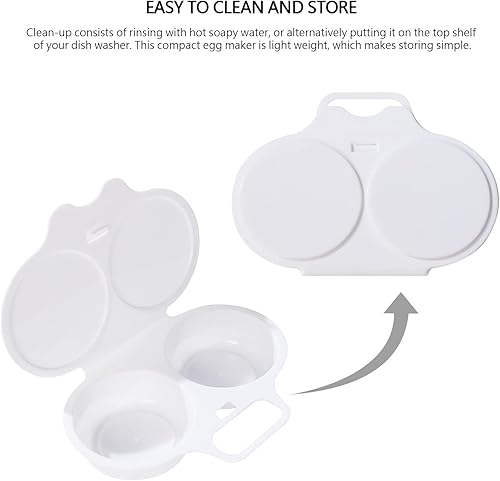 Miniatura 3 de Máquina de huevos para microondas con 2 cavidades utensilios de cocina de grado alimenticio apto para microondas y fácil de cocinar en 45 segundos