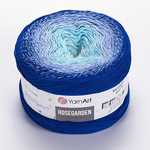 Image of Yarn Art Flowers Rosegarden 100% Cotton 250gr 8.80 oz 1094yds Multicolor Cotton Yarn Rainbow Crochet Yarn Spring Summer (318)