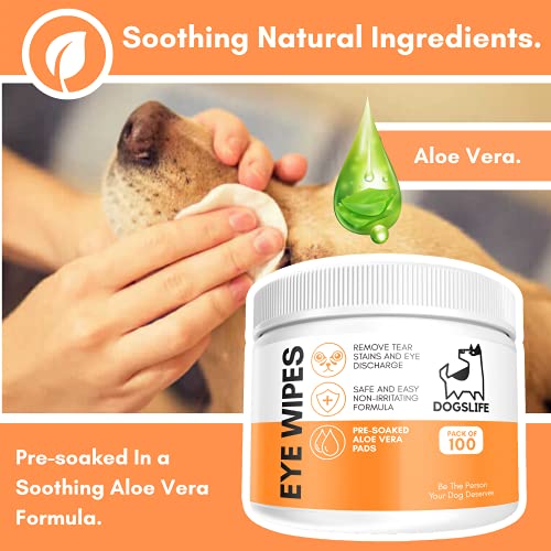 Dog Eye Wipes | Safe & Easy Cleaning Eye Wipes For Dogs | Remove Tear Stains, Dog Eye Crust & Eye Discharge | Pack Of 100 | Soothing Aloe Vera Formula! - Image 5