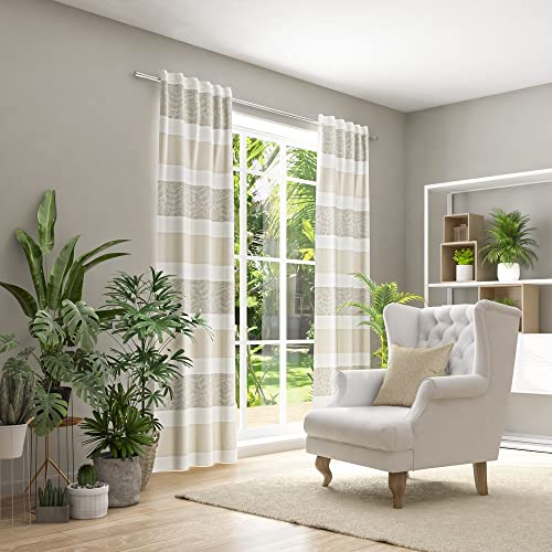 Neutex for you! Madeira Schal mit Multifunktionsband, Gardinenband, Vorhang, Gardine, Blickdicht, 245 x 146 cm (H/B), 491528, Made in Germany, Oeko-Tex Standard 100, Taupe-weiß-Creme Cover