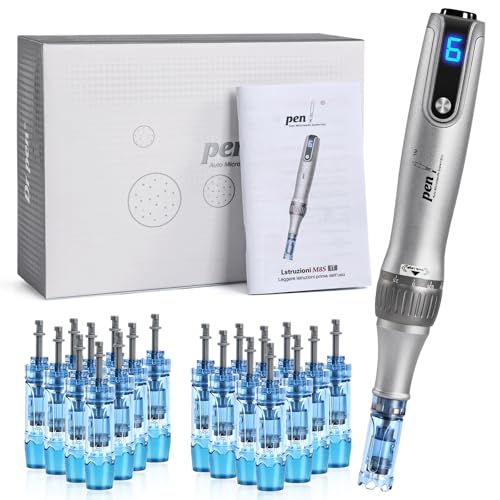 Microneedling Pen M8S, Professional Wireless Derma Pen with 20 Cartridges Needles for Dr Pen M8S (12pin, 36pin, Nano) 6 Speeds Adjustable Micro Needling Microneedle Machine for Face, Body, HairGrowth