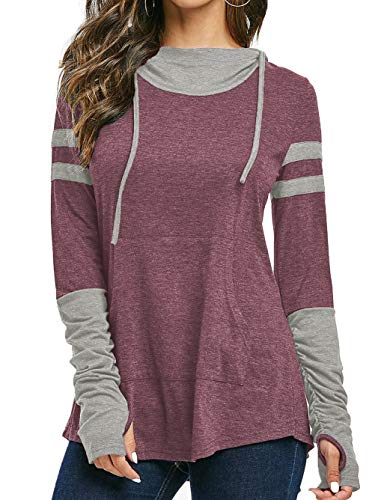 iChunhua Tops with Thumb Holes for Women Pullover Hoodie Sweatshirt Hoodie Pink S