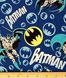 1 Yard - DC Comics Batman BatSignal Tossed on Blue Flannel Fabric (Great for Quilting, Sewing, Craft Projects, Quilts, Throw Pillows & More) 1 Yard X 44' Wide