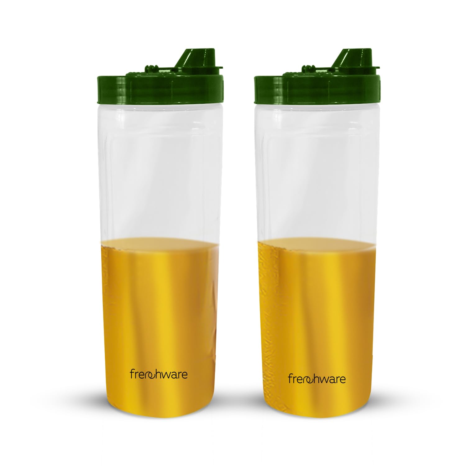 Frenchware Oil Dispenser (Pack of 2, 1 Litre Each) 100% Food-Grade, BPA-Free Plastic, Ideal for Storing & Pouring Liquids, Cooking Oils, Refined Oils, Olive Oil, Vinegar, Soy Sauce (Glossy Green)