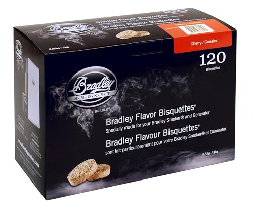 Bradley Smoker Bisquettes for Grilling and BBQ, Cherry Wood Blend, 120 Pack