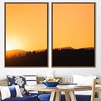 2 Piece Framed Canvas Wall Art Sunrise in The Trees Canvas Prints Home Artwork Decoration for Living Room,Bedroom - 16