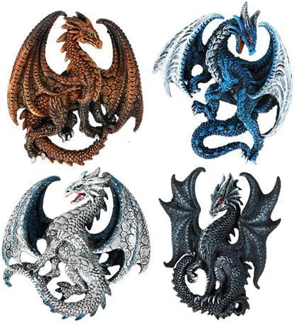 Dragon's Lair Ruth Thompson - Juego de 4 imanes coleccionables de dragones escultóricos para refrigerador, decoración de regalo