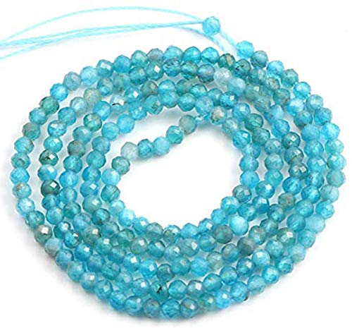 Natural Stone Beads Apatite Gemstone Faceted Loose Beads for Jewelry Making Earrings Ring 2 Strands Pack Length 15  Size 3mm