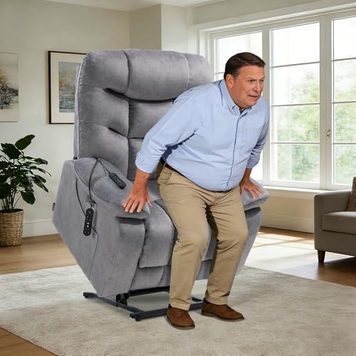 EONIX Oversized Wide Big Man Power Lift Recliner Chair for Elderly with Heat and Massage, 400lbs Dual Motor Lay Flat Electirc Lift Chair with Extended Footrest, SLRY008063, Grey - Image 3