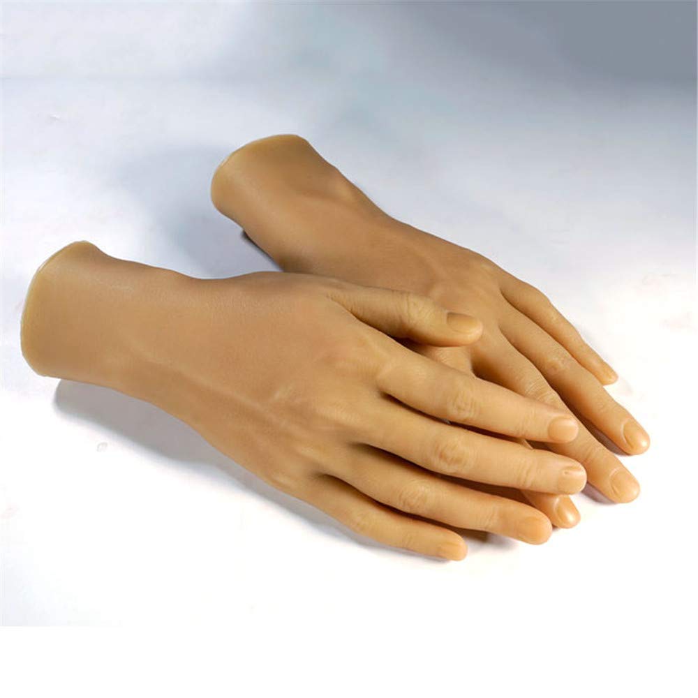 Mains de Mannequin en Silicone réaliste pour Femme - Mains de Pratique de manucure - Doigts - Modèle de Pratique des Ongles - Main Flexible et Mobile en Silico(B Main Droite