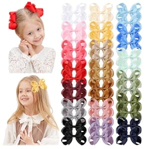 YHXX YLEN 40PCS 4.5 Inch Hair Bows Clips, Grosgrain Ribbon Alligator Clips Barrettes Hair Accessories for Baby Girls Infants Toddlers Kids Teens Children in Pairs