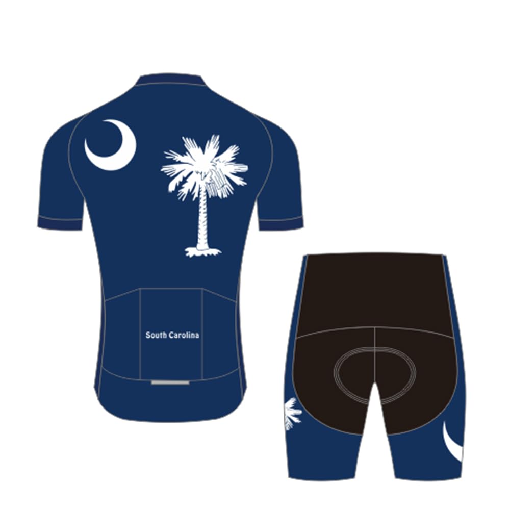 Weimostar Mens Cycling Jersey Set MTB Mountain Road Bike Shirt Short Sleeve Bicycle Clothing Kits Padded Shorts South carolina Size XXL