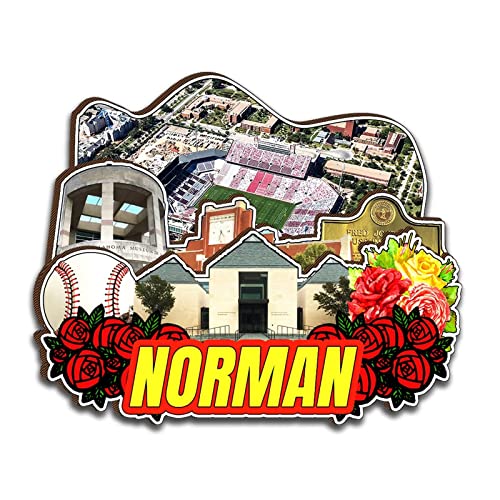 Norman Oklahoma USA - Imán de madera para nevera, diseño de monumentos 3D, decoración de recuerdos coleccionables, hecho a mano