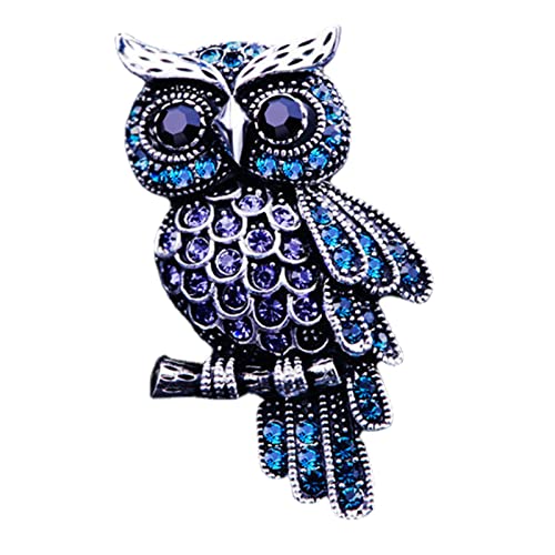Eayoly Eule Broschennadel, Legierungs-Strass-Eulen-Form-Brosche Mode-Kristall-Eule-Pin Tier Anhänger Pin Dekoration, für Hochzeitskleid Schmuck Frauen kleines Geschenk