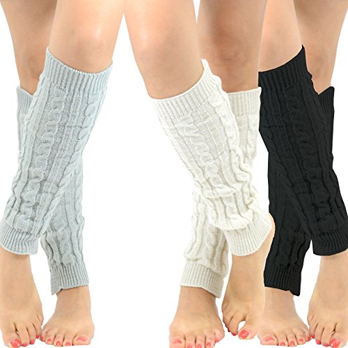 Teehee Socks S/Z04-3A25 Teehee 80S Vintage Comfortable Ribbed Cable Knit Leg Warmers thumb #2