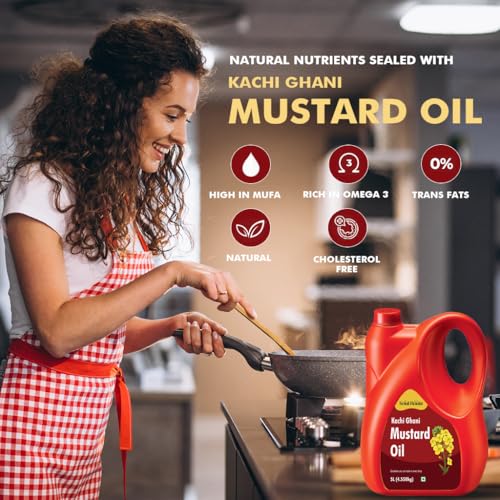 Image of SoulRoute Kachi Ghani Mustard Oil 5 Litre | Pure Sarson Tel Cooking Oil | Rich in MUFA & Vitamin E | 0% Cholesterol | Strong Aroma Mustard Oil for Indian Cooking & Traditional Recipes