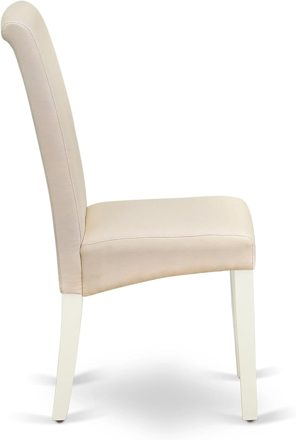 East West Furniture ANBA5-LWH-01 5 Piece Modern Dining Table Set Includes a Round Kitchen Table with Pedestal and 4 Cream Linen Fabric Parsons Dining Chairs, 36x36 Inch, Linen White