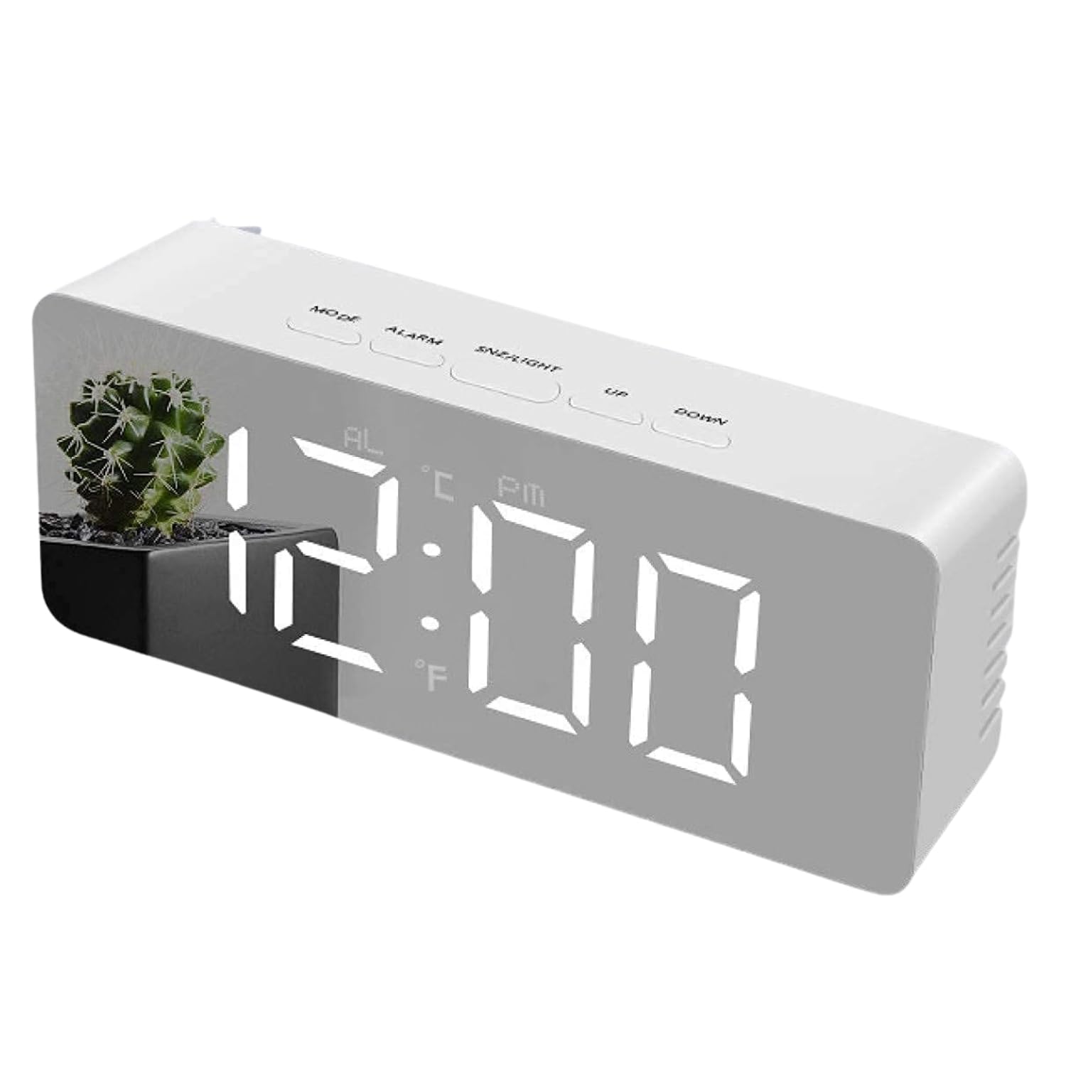 Digital Led Mirror Alarm Clock Smart Back Light Table Mirror Alarm Clock with Sensor Date and Temperature for Office Home and Bedroom for Heavy Sleeper-image-16