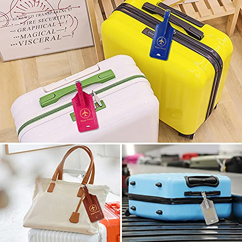 Acdream Luggage Tags 2 Pack, Leather Suitcase Tags Identifiers, Cute Cruise Id Labels With Privacy Cover Fits On Backpack, Travel Bag, For Women, Men, Adults, Kids, Grey #TOP6