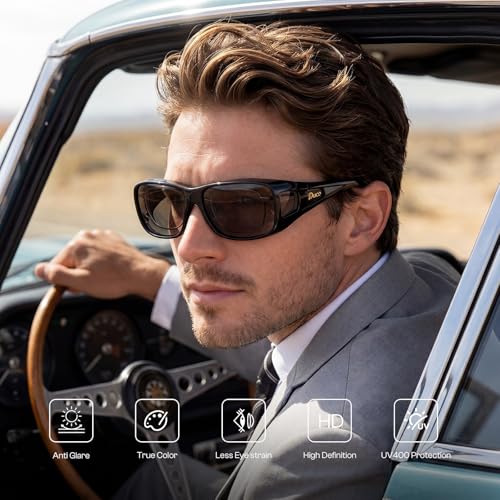 Image of DUCO Polarized Wraparound Fitover Glasses Wear Over Sunglasses for Men Women UV Protection Sun Glasses 8954