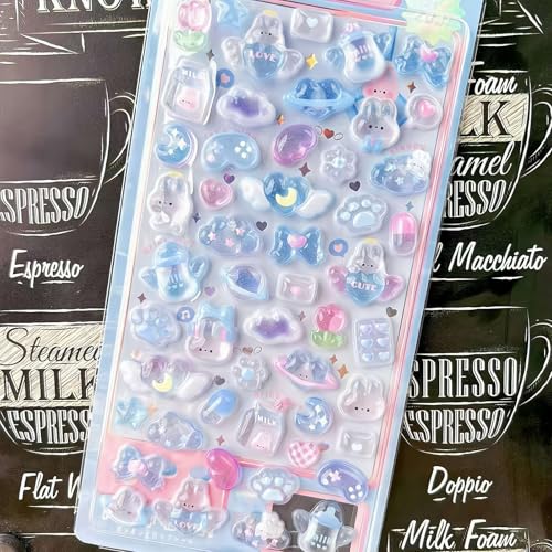 シール 可愛い 1枚セット 立体 ごほうびシール DIY用 キラキラな 女の子 デコシール 3d手帳 可愛 立体 デコ ぷっくり ぷくぷく装飾用 漫画の動物 手作りノートパソコン スマートフォン 水筒 ペン 装飾用として使用可能です (スタイル 2) [並