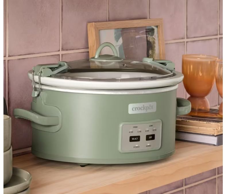 Crock-Pot Locking Lid 6qt Cook and Carry Programmable Slow Cooker Moonshine Green